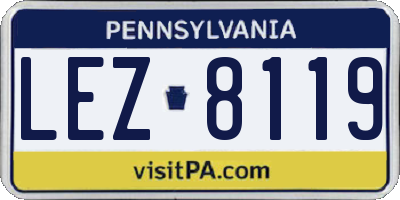 PA license plate LEZ8119