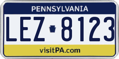 PA license plate LEZ8123