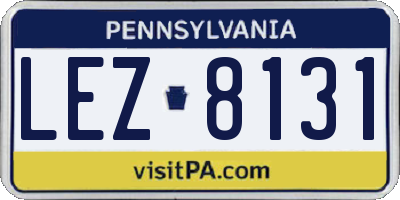 PA license plate LEZ8131