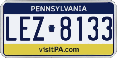 PA license plate LEZ8133