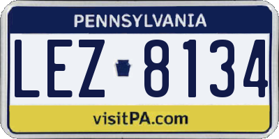 PA license plate LEZ8134