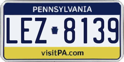 PA license plate LEZ8139