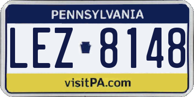 PA license plate LEZ8148