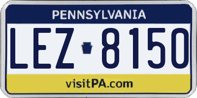 PA license plate LEZ8150