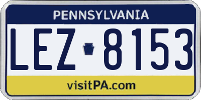 PA license plate LEZ8153