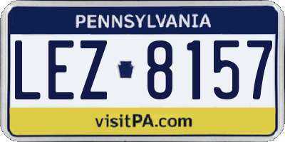 PA license plate LEZ8157
