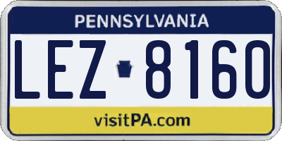 PA license plate LEZ8160