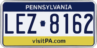 PA license plate LEZ8162
