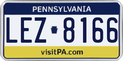 PA license plate LEZ8166