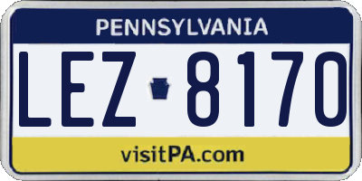 PA license plate LEZ8170