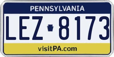 PA license plate LEZ8173