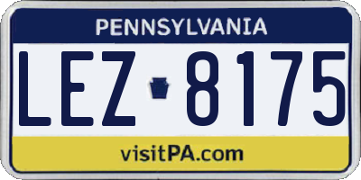 PA license plate LEZ8175