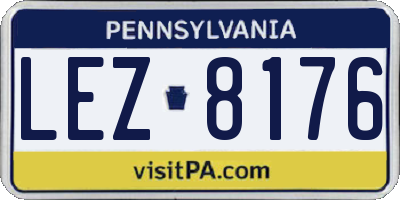 PA license plate LEZ8176