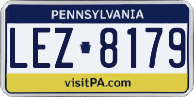 PA license plate LEZ8179