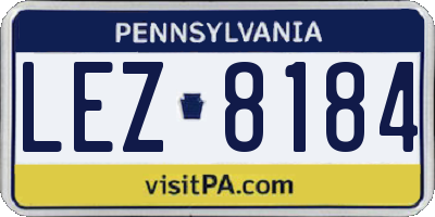 PA license plate LEZ8184