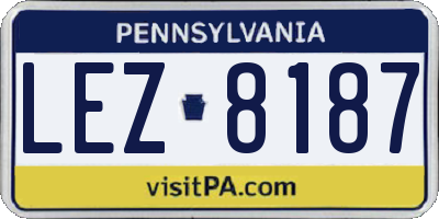 PA license plate LEZ8187