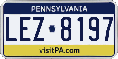 PA license plate LEZ8197