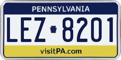 PA license plate LEZ8201