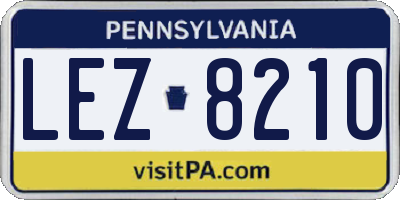 PA license plate LEZ8210