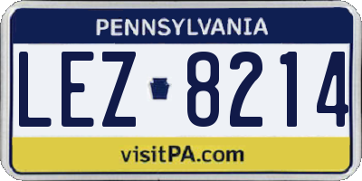 PA license plate LEZ8214