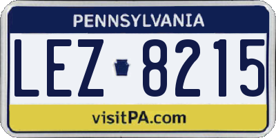 PA license plate LEZ8215