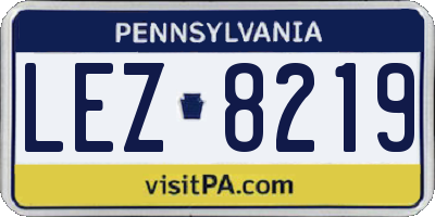 PA license plate LEZ8219
