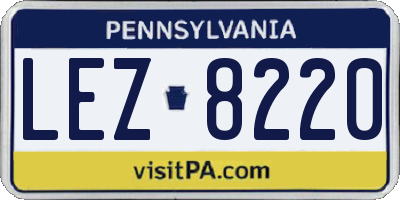 PA license plate LEZ8220