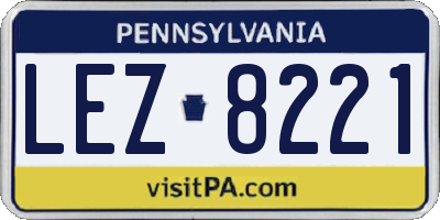 PA license plate LEZ8221