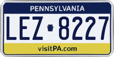 PA license plate LEZ8227