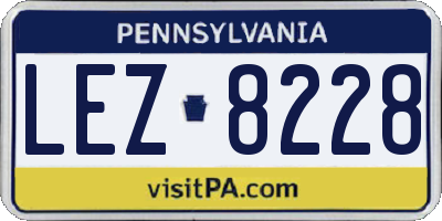 PA license plate LEZ8228