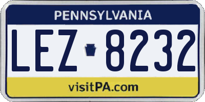 PA license plate LEZ8232