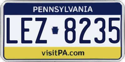 PA license plate LEZ8235