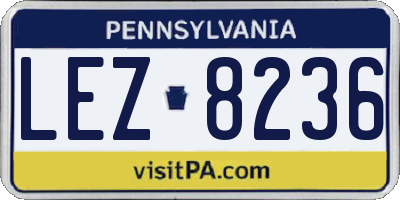 PA license plate LEZ8236