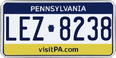 PA license plate LEZ8238
