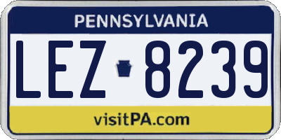 PA license plate LEZ8239