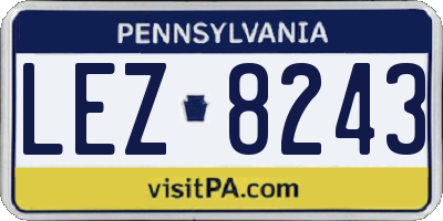 PA license plate LEZ8243