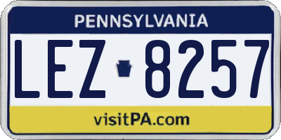 PA license plate LEZ8257