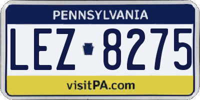 PA license plate LEZ8275