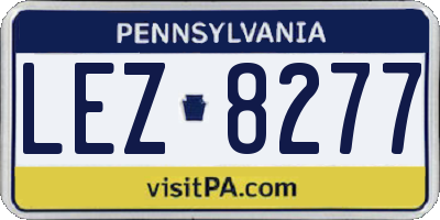 PA license plate LEZ8277
