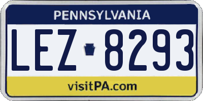 PA license plate LEZ8293
