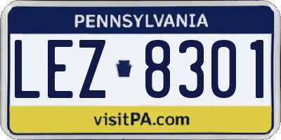 PA license plate LEZ8301