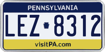 PA license plate LEZ8312