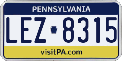 PA license plate LEZ8315