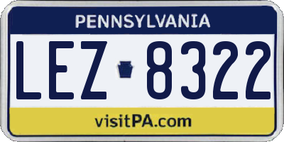 PA license plate LEZ8322
