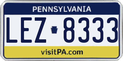 PA license plate LEZ8333