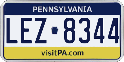 PA license plate LEZ8344