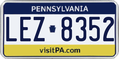 PA license plate LEZ8352