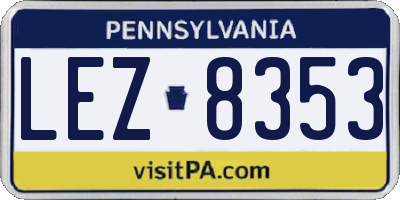 PA license plate LEZ8353