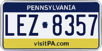 PA license plate LEZ8357