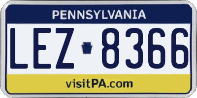PA license plate LEZ8366